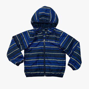 Columbia Jacket Boys 2XS Navy Blue Omni Wick Whitetail Trail Striped Hooded Puff